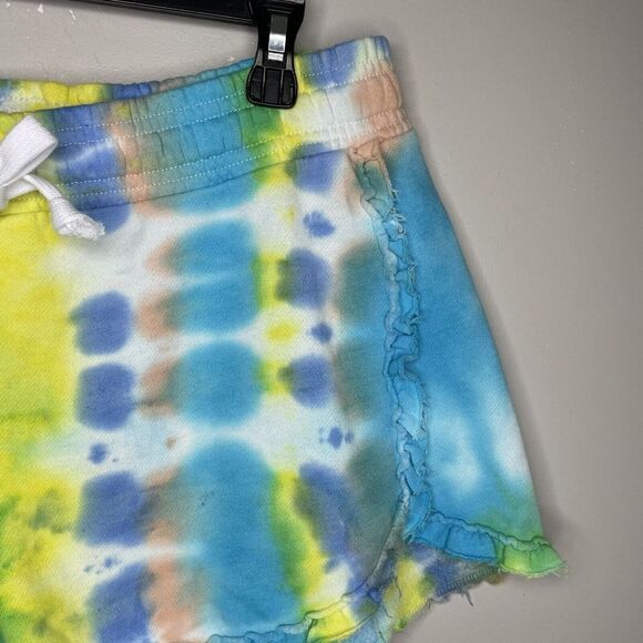 Generation Love Jay Ruffle Sweat Shorts NEW Blue Multi Tie-Dye Womens Medium M - Picture 5 of 12